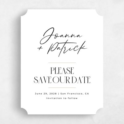White Ticket Wedding Save the Date - Hannegan Portrait