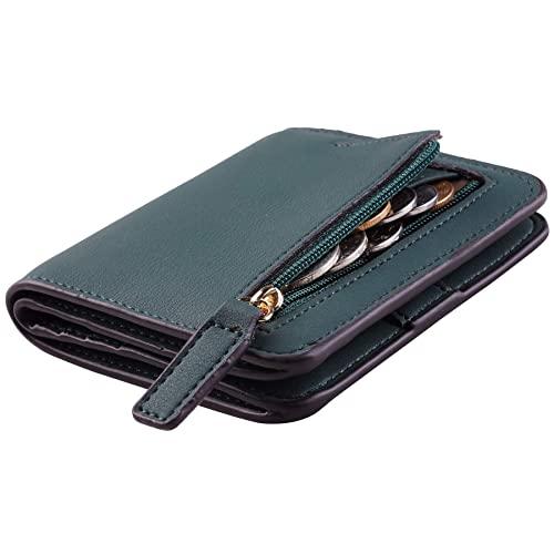 Toughergun Womens Rfid Blocking Small Compact Bifold Luxury Genuine Leather Pocket Wallet Ladies Mini Purse with ID Window