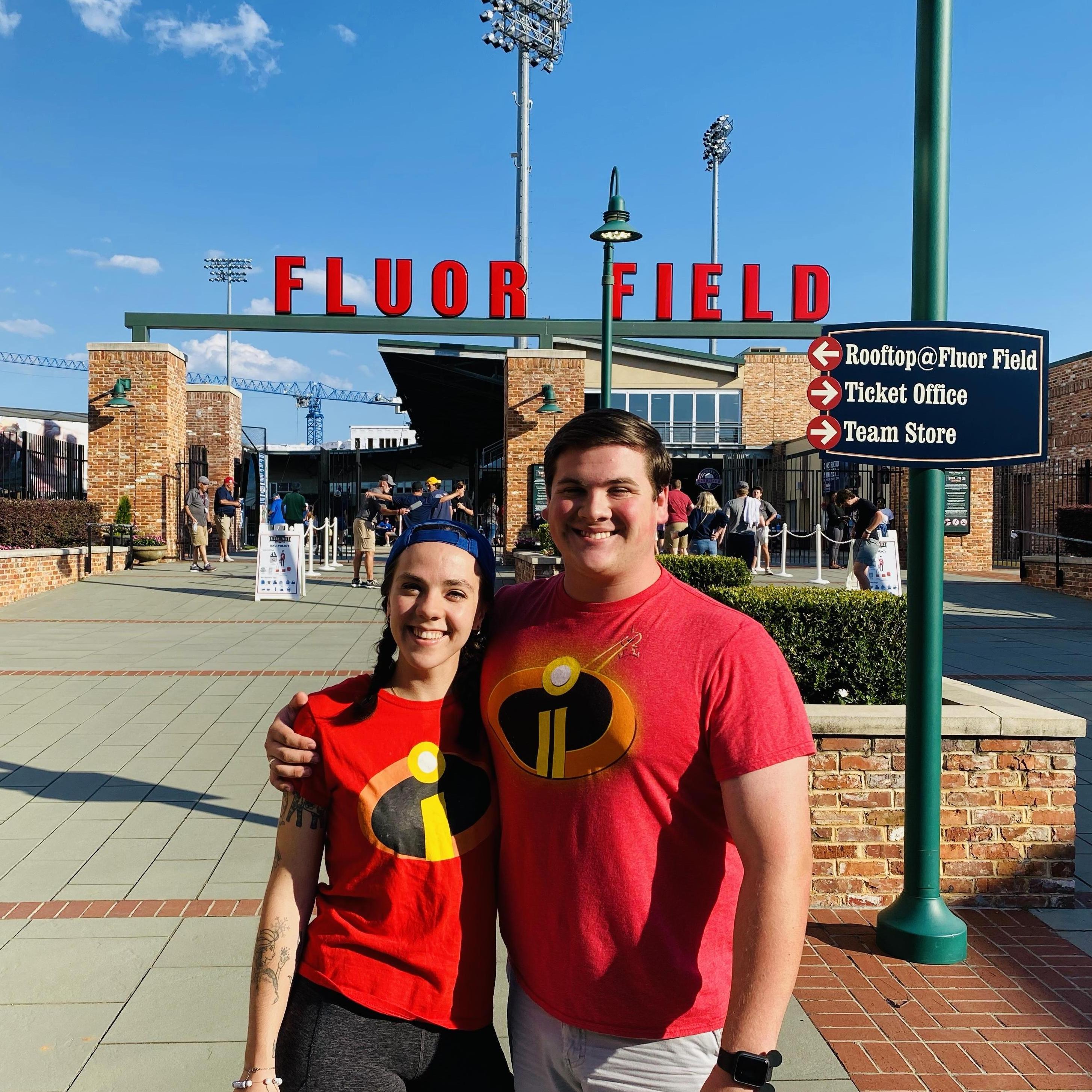 At the Greenville Drive baseball game in summer of 2021.