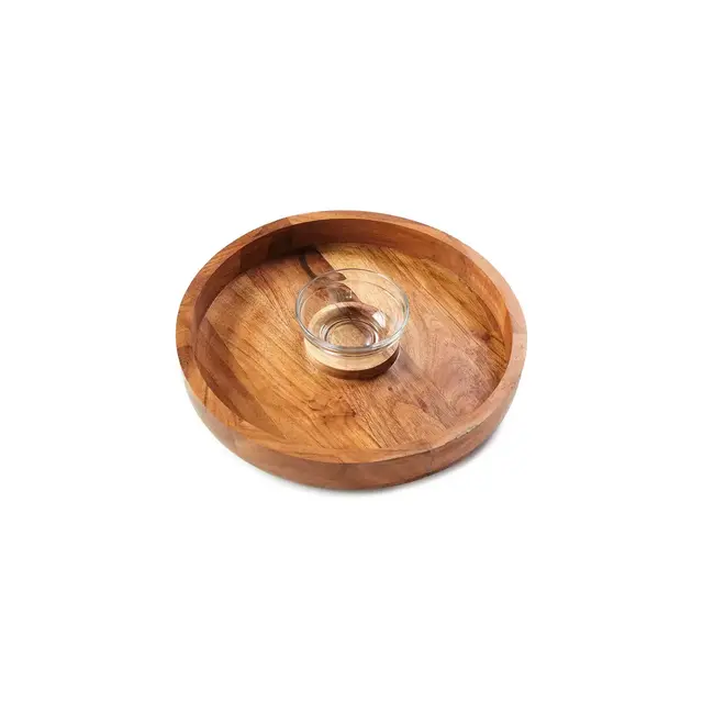 The Lakeside Collection Acacia Serving Collection - Chip and Dip Platter