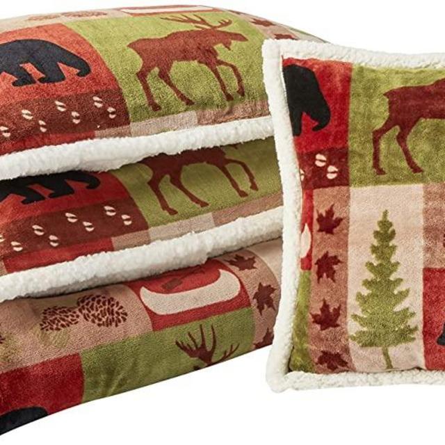 Carstens Patchwork Lodge Plush Bedding Set, Queen, Multicolor