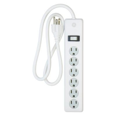 GE 6 - Outlet Surge Protector, 2ft. Cord White, 14009