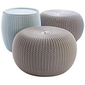 Keter 228474 Urban Knit Pouf Set, Misty Blue/Taupe