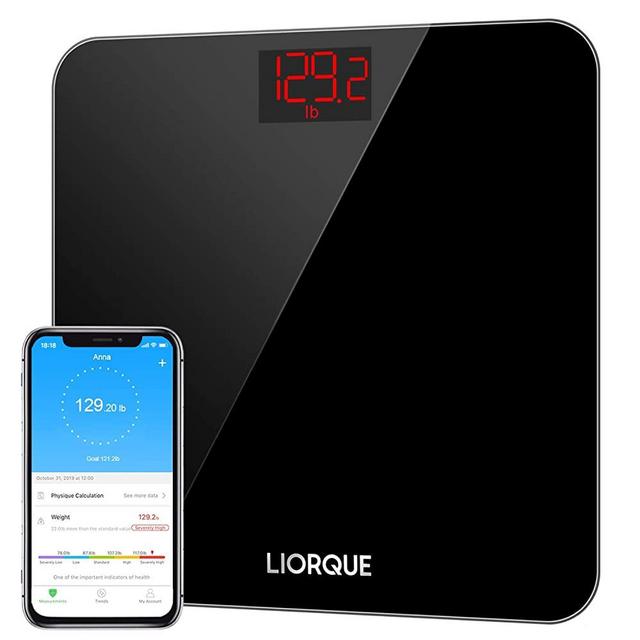 LIORQUE Digital Bathroom Scales for Body Weight, High Precision Weight Scale with App, Smart BMI Weighing Scale, Multiple Users, Sturdy Tempered Glass, 400 lb/180 kg