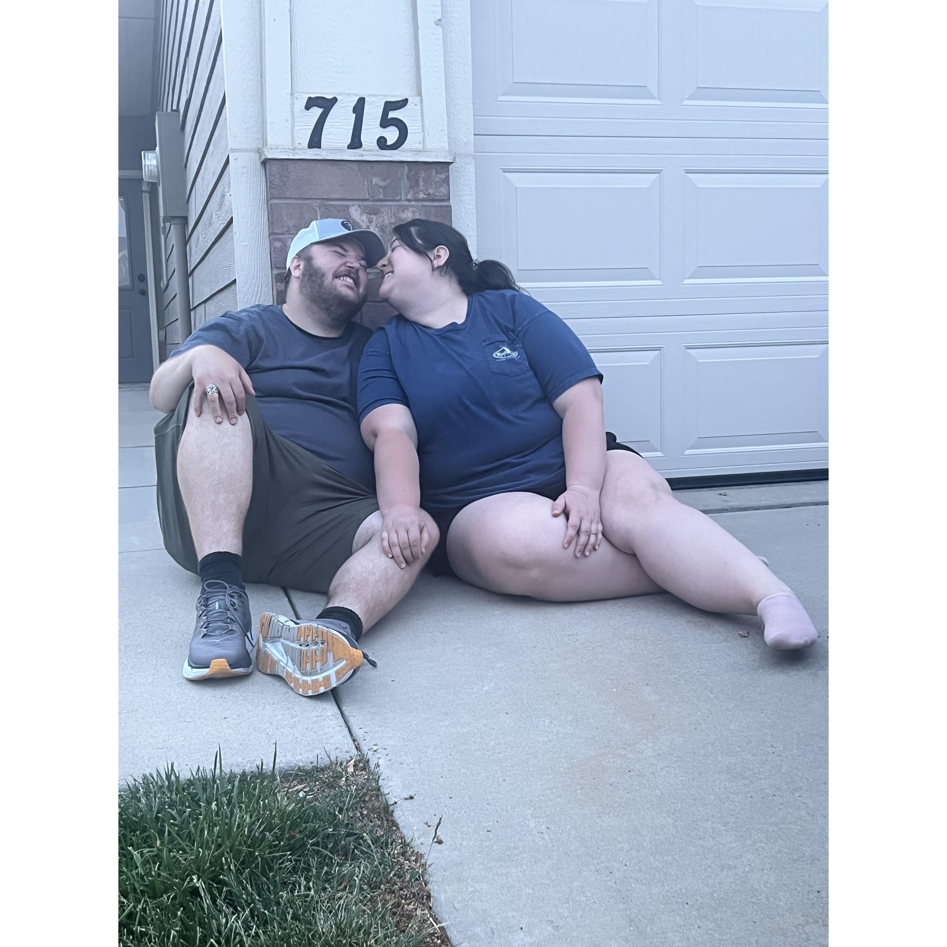 Us celebrating being done moving into our townhouse in 2023