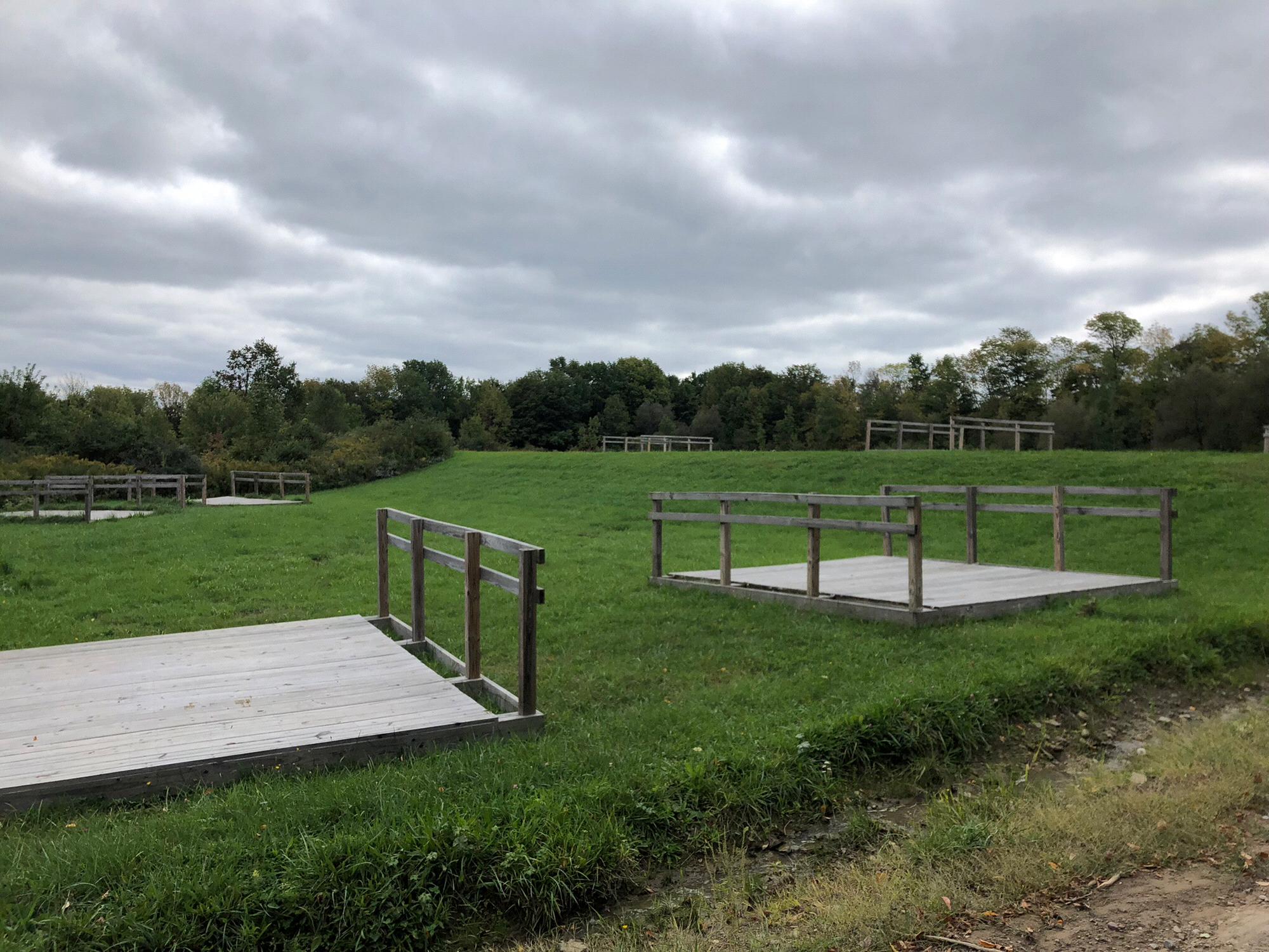 Tent sites with platforms to keep tent off the ground