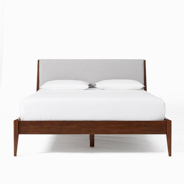 Modern Show Wood Bed, Queen, Chenille Tweed, Feather Gray