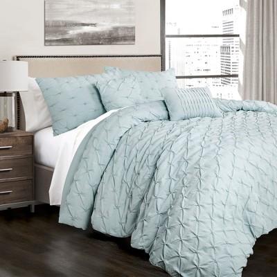 5pc King Ravello Pintuck Comforter Set Blue - Lush Decor