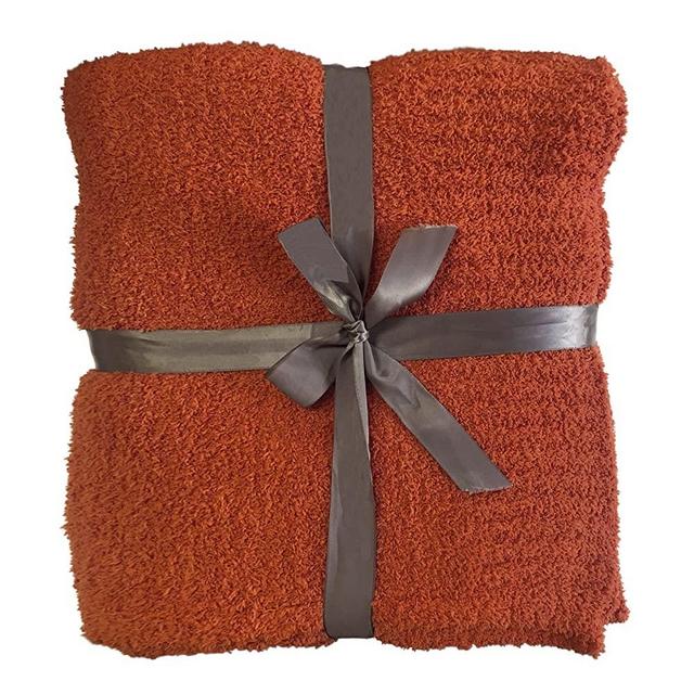 JOOJA Knit Throw Blanket Super Soft Warm Blanket for Couch Lightweight Fluffy Blanket for Bed Sofa 60x80 Inches Rust