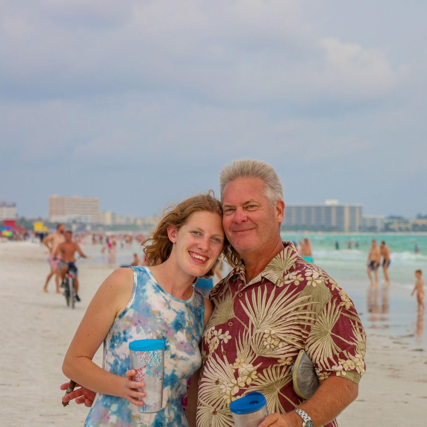 Tierney with her dad, Rich, on the beach