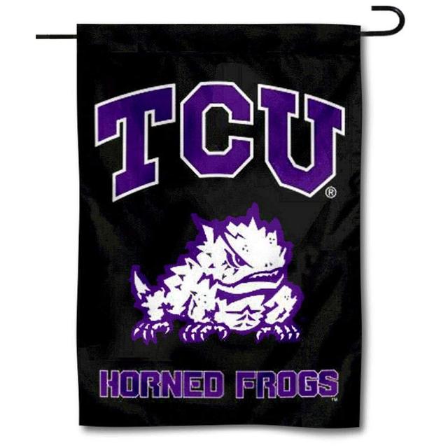 TCU Horned Frogs Black Garden Flag and Yard Banner