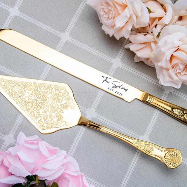 Custom Wedding Cake Serving Set Engraved Cake Cutter, Cake Cutter Set for Wedding, Wedding Cake Knife for Her Birthday Bridal Shower