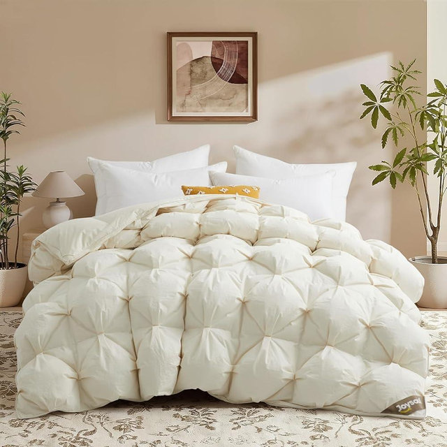 Luxury All-Season Down Comforter – 90% White Down Fill, 700 Fill Power Puffy Duvet Insert, Baffle Box Design, 100% Organic Cotton Shell, Lofty Hotel Quality Bedding with 8 Corner Tabs, King Size