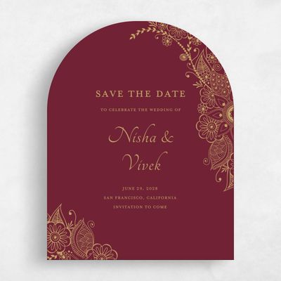 Purple Arch Wedding Save the Date - Sambac Portrait