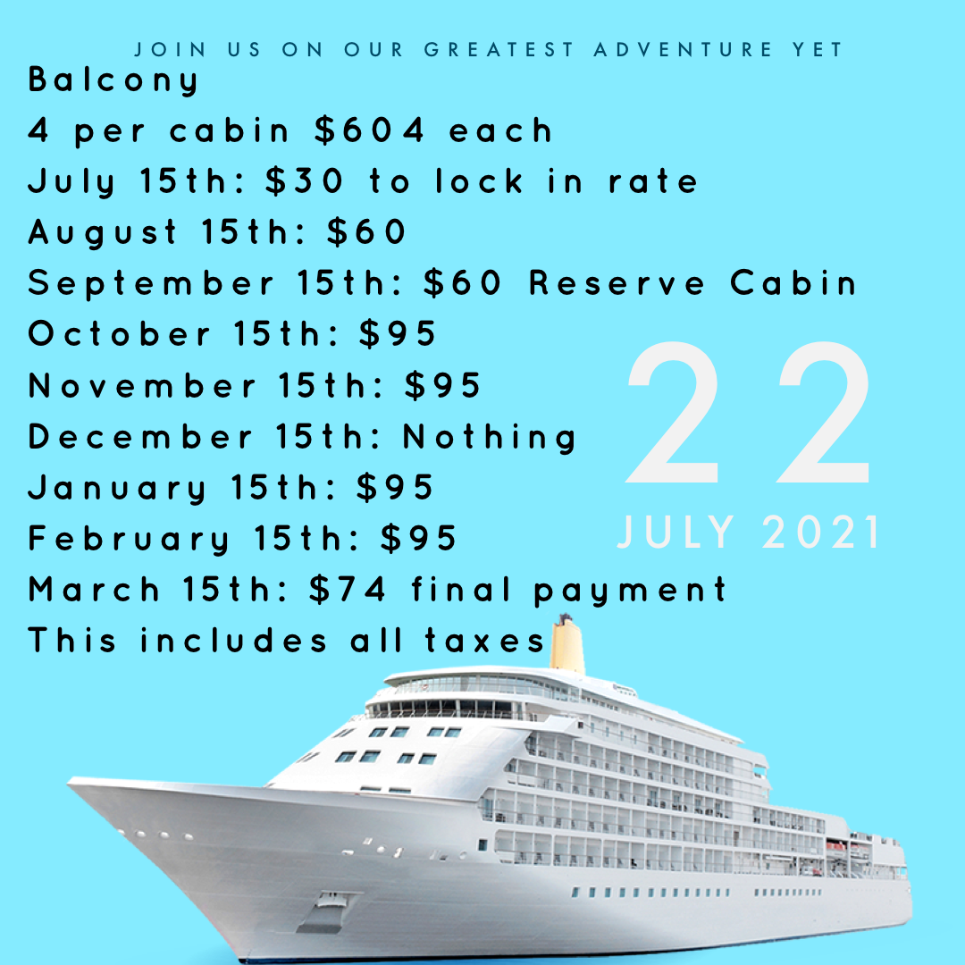4 People Balcony
Call Carnival to book Mon-Fri 9am-6pm EST
1-800-438-6744
Booking #H72VF7 Anwar & Lovey's Wedding
Late Dining