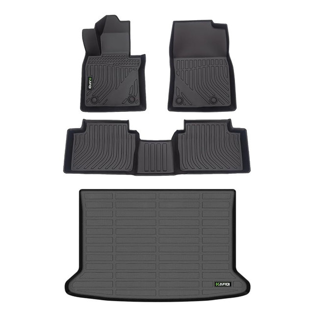 HAFIDI Floor Mats & Cargo Liner Custom for Mazda 3 FWD 2026 2025-2019 (Only Fits Hatchback Models) All Weather Protection TPE Floor Liners Front & Rear Row Full Set Accessories - Black