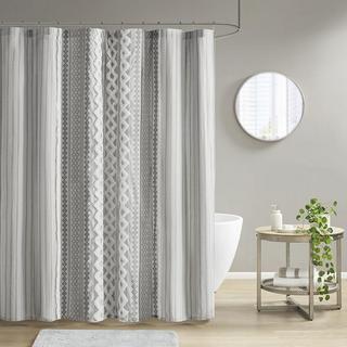 Imani Printed Shower Curtain with Chenille Stripe