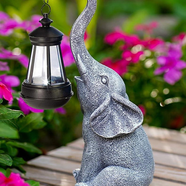 Goodeco Elephant Statue for Garden Decor with Gift Appeal - Ideal Gifts for Women, Mom or Birthdays, Beautifully Crafted Outdoor & Home Decor to Wow Your Guests (11" Elephant)