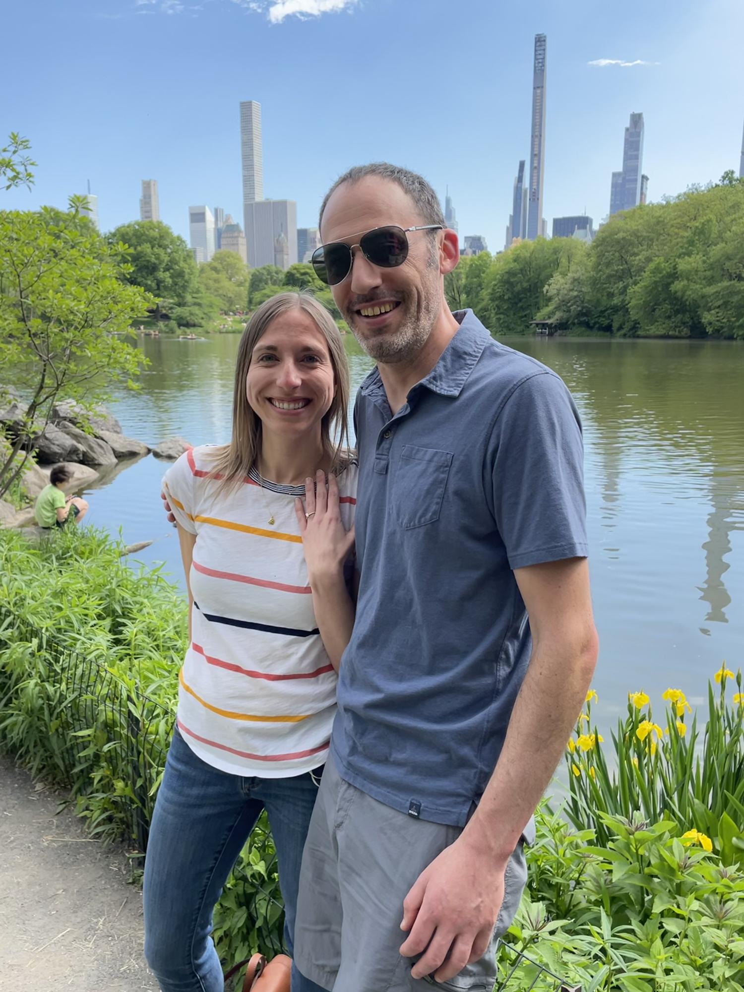 Showing off the new ring with a nice skyline view