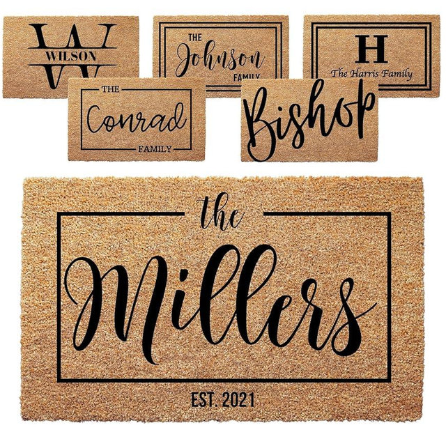 Personalized Door Mat with Family Name - Custom Doormat with Anti-Slip Backing - 3 Size Options - Custom Door Mats for Front Door Front Door Mat for Outdoor Decor - Christmas Gift (Design 3)