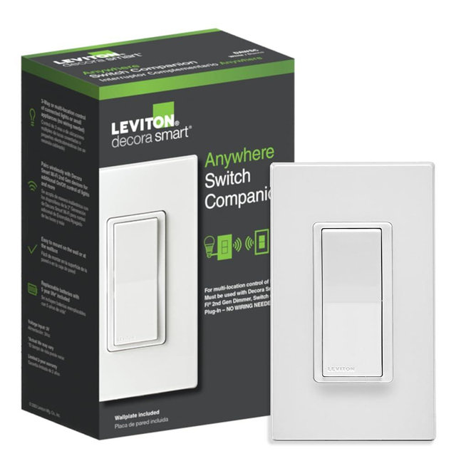 Leviton Decora Smart Switch Anywhere Companion, Add Wire-Free 3-Way/4-Way/5-Way On/Off Control to Decora Smart Wi-Fi Switches, DAWSC-1RW, White