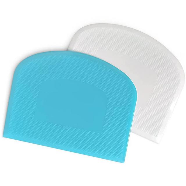 Dough Bowl Spatula & Bench Scraper,Multipurpose Kitchen Tool (2, White&Blue)