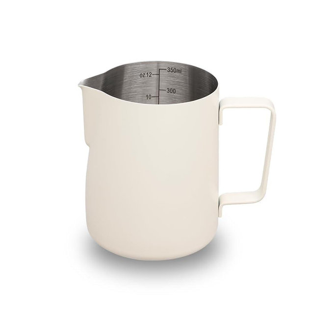 watchget Stainless Steel Milk Frothing Pitcher 12oz/350ml - Espresso Steaming Pitcher for Cappuccino, Latte Art, Coffee Machine Accessories Milk Jug Milk Frother Cup, White