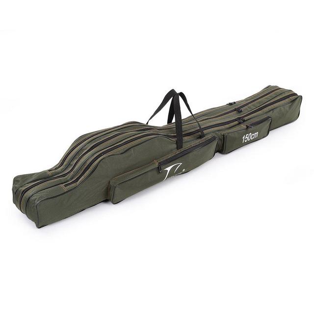 Docooler Portable Folding Fishing Rod Carrier Canvas Fishing Pole Tools Storage Bag Case Fishing Gear Tackle