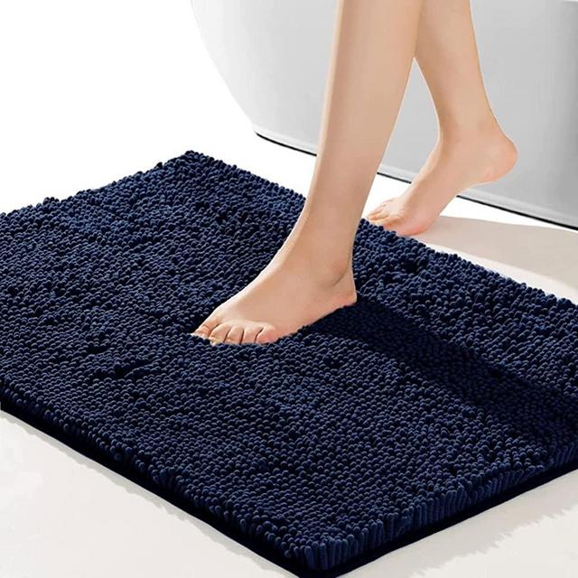 SONORO KATE Bathroom Rug,Non-Slip Bath Mat,Soft Cozy Shaggy Durable Thick Bath Rugs for Bathroom,Easier to Dry, Plush Rugs for Bathtubs, Rain Showers and Under The Sink (Navy Blue, 36"×24")