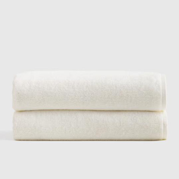 Turkish Ribbed Quick Dry Bath Towel (Set of 2) - **color IVORY**