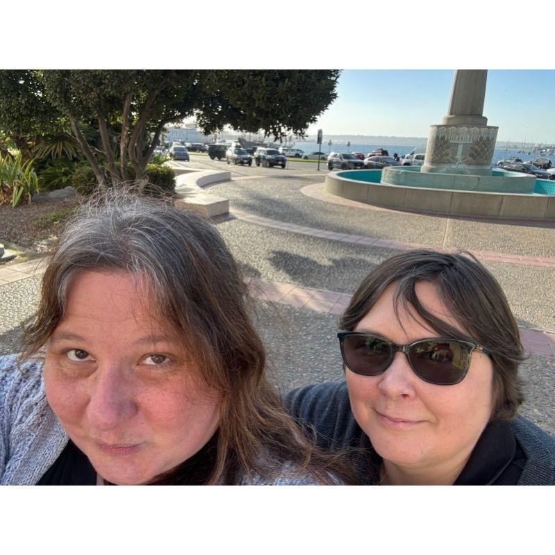 Us at the San Diego courthouse fountain