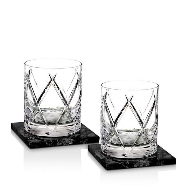 Waterford - Olann Double Old Fashioned with Marble Coasters, Set of 2