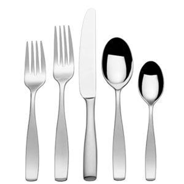 Mikasa Satin Loft 65-Piece Flatware Set for 12, 18/10 Stainless Steel Silverware with Forks, Knives, Spoons, and Serving Utensils, Durable and Elegant Design