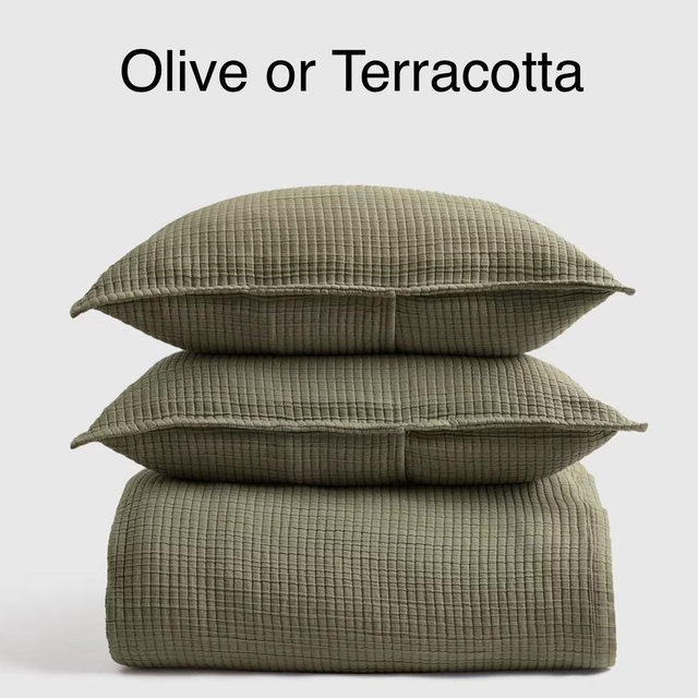 Organic Ribbed Cotton Coverlet Set