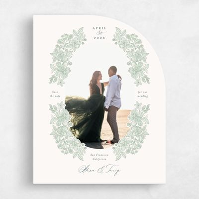 Green Half arch Wedding Save the Date - Siena Portrait