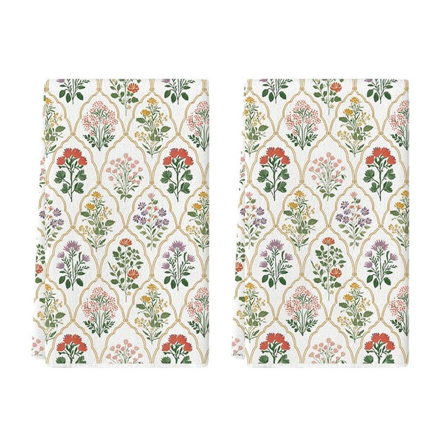 Artoid Mode Wildflower Spring Kitchen Towels Dish Towels, 18x26 Inch Farmhouse Summer Decoration Cleaning Set of 2