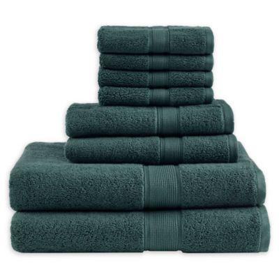 Madison Park Signature 800GSM 100% Cotton 8-Piece Towel Set in Dark Green