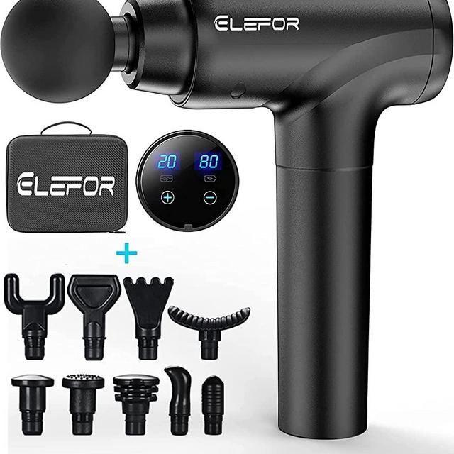 Massage Gun Deep Tissue,Percussion Massager Gun for Athletes Muscle Massage Gun for Pain Relief with 10 Massage Heads & 20 Speeds (Matte Black)