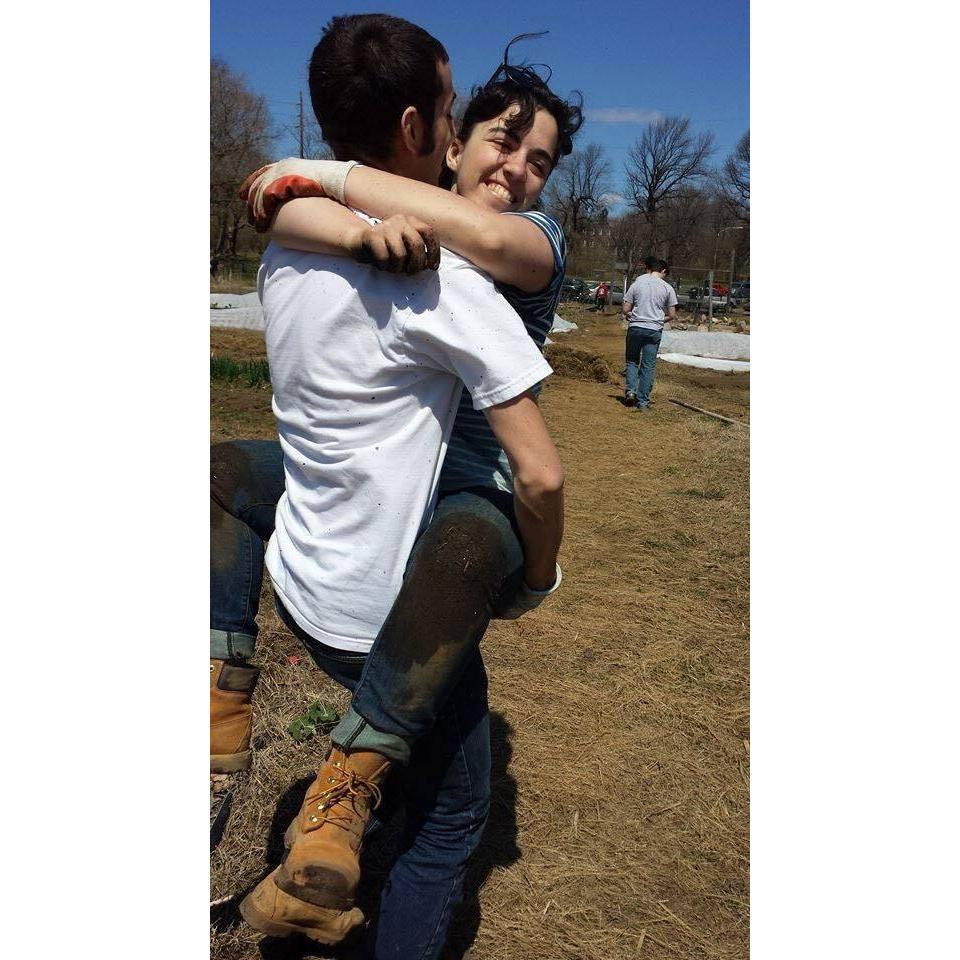 Farmin and huggin at Bartram's farm.