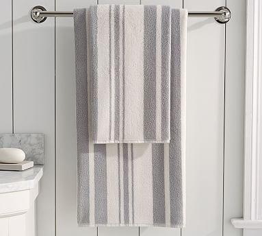 Morning Stripe Organic Bath Towel, Gray