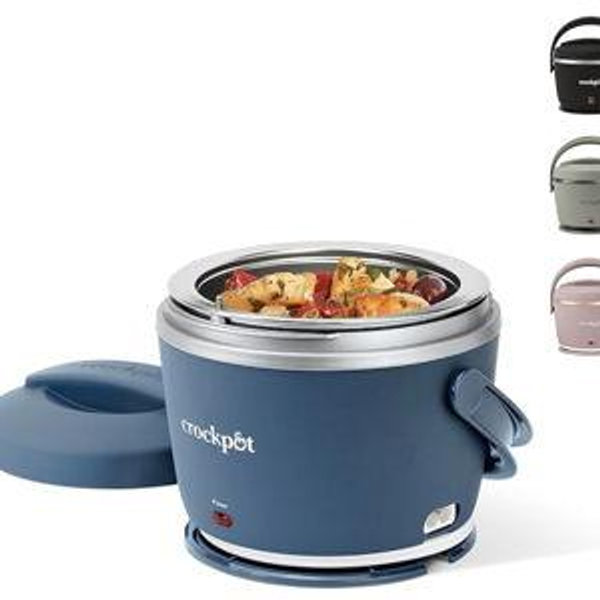 Crock-Pot 20-Ounce Electric Lunch Box, Portable Food Warmer, Faded Blue, Perfect for Travel, Car, On-the-Go, Keeps Food Warm, Spill-Free, Dishwasher-Safe, Ideal Gift for Men and Women