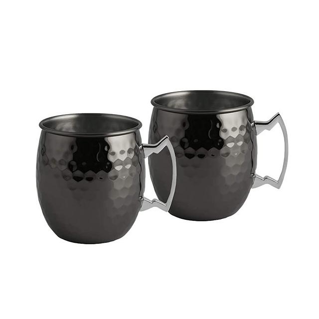 CAMBRIDGE Hammered Black Silversmiths Moscow Mule, Set of 4, 20 Ounce, 4 Count (Pack of 1)