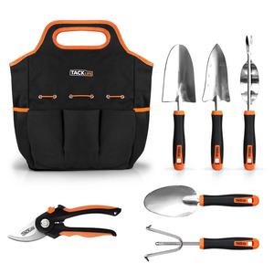 TACKLIFE Garden Tools Set, 7 Piece Stainless Steel Heavy Duty Gardening kit with Soft Rubberized Non-Slip Handle -Durable Storage Tote Bag and Pruning Shears - Garden Gifts for Men & Women GGT4A
