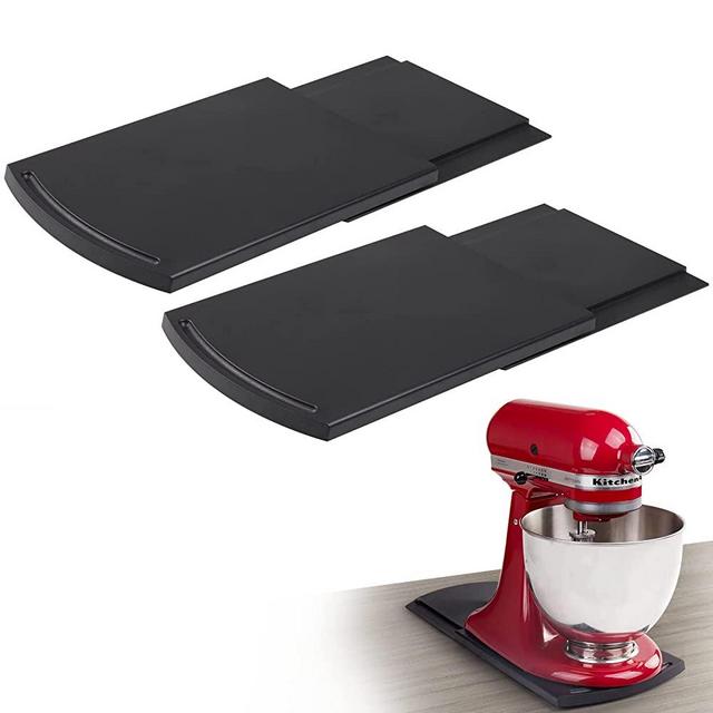 Bruvoalon Kitchen Appliance Sliding Tray, Coffee Slider, Sliding Tray for Coffee Maker, Kitchen Aid Mixer, Blenders and Air Fryer, Appliance Slider for Coutertop with Rolling Wheels (2 Pack)