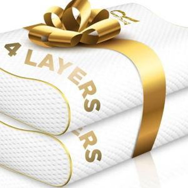Memory Foam Pillow (2-Pack Extra King - 31 x 14 x 6.5) 4-Layer King, Contour, Side Sleeper Orthopedic, Neck Support Pillow, Neck Pain, Side Sleepers