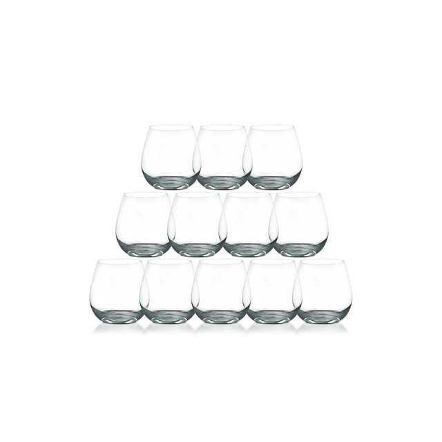NutriChef 12 Pcs. of Crystal-Clear Stemless Wine Glass - Ultra Clear and Thin, Elegant Clear Wine Glasses, Hand Blown