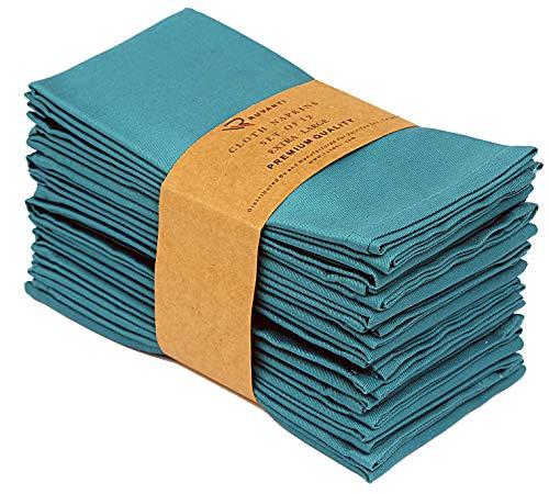 Ruvanti Kitchen Cloth Napkins 12 Pack 18X18 Inch Dinner Napkins Soft & Comfortable Reusable Turquoise Napkins -Durable Linen Napkins - Perfect Table Napkins / Teal Napkins for Family Di