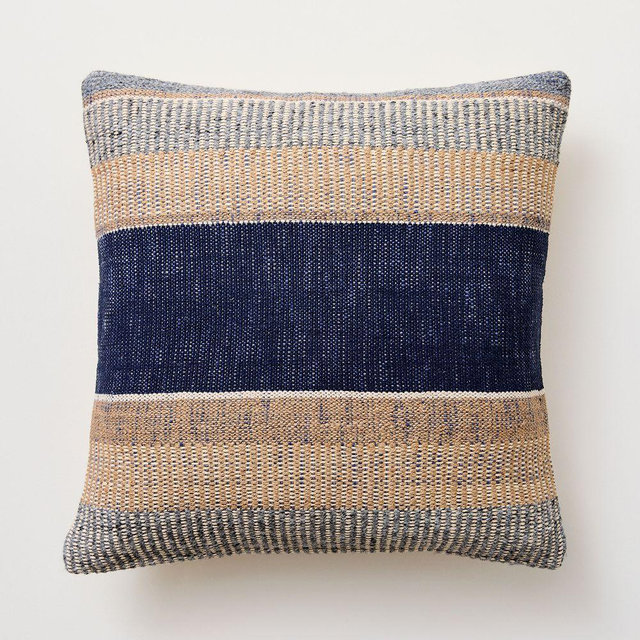Bold Center Mixed Stripe Pillow Cover, Midnight, 20x20