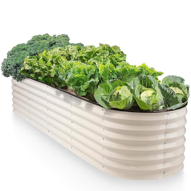 9-in-1 Galvanized Steel Raised Garden Bed // 8×2×1.5 ft Modular Planter for Gardening, Vegetables, Flowers // 18" Tall Metal Raised Garden Beds Outdoor (White) // Tool-Free Assembly Planter Box