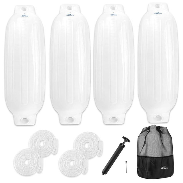 Affordura Boat Fender 4 Pack Boat Bumpers Fenders with 4 Ropes, Boat Bumpers for Pontoon Boat Fenders Inflatable